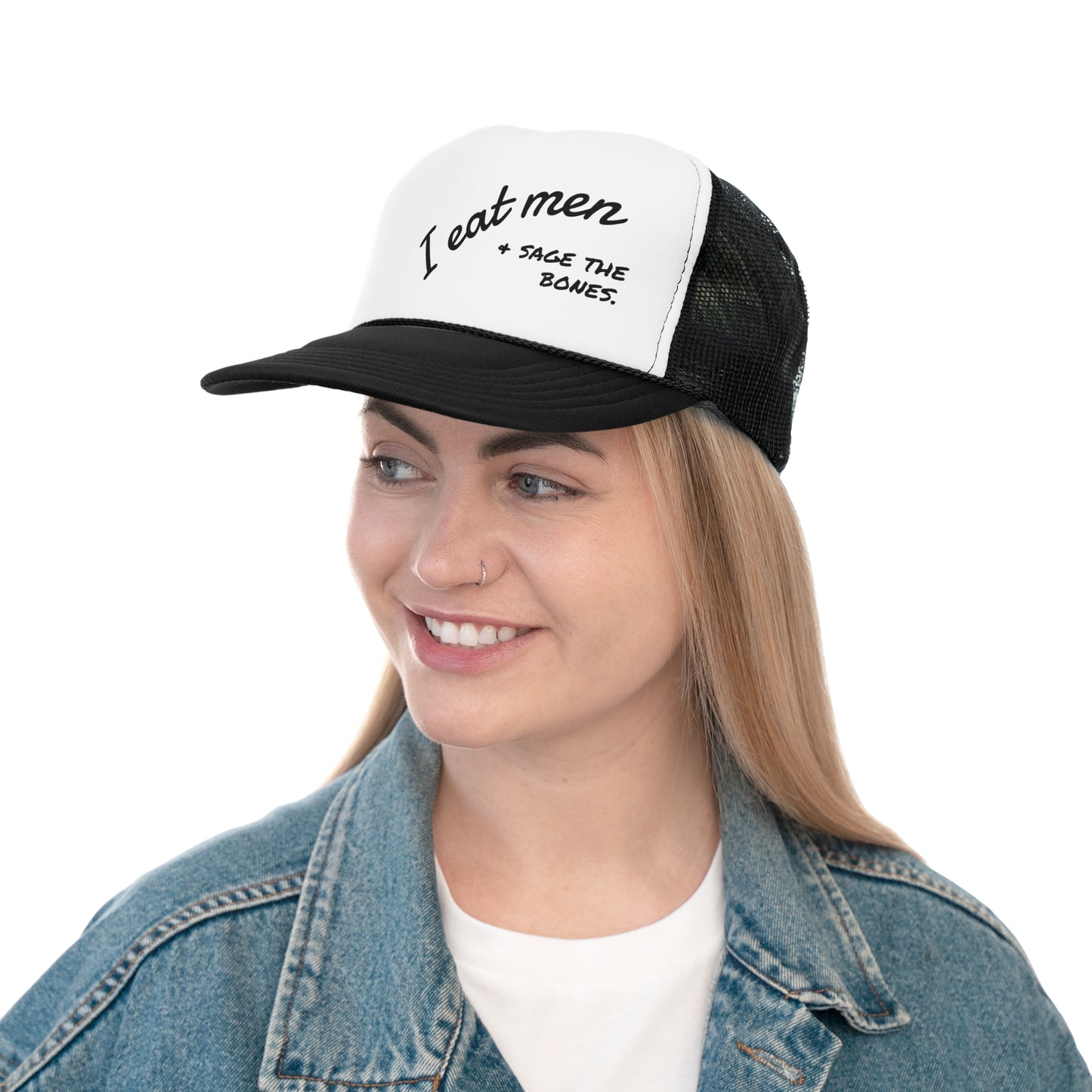 🖤 “I Eat Men, and Sage the Bones” – Edgy Trucker Cap