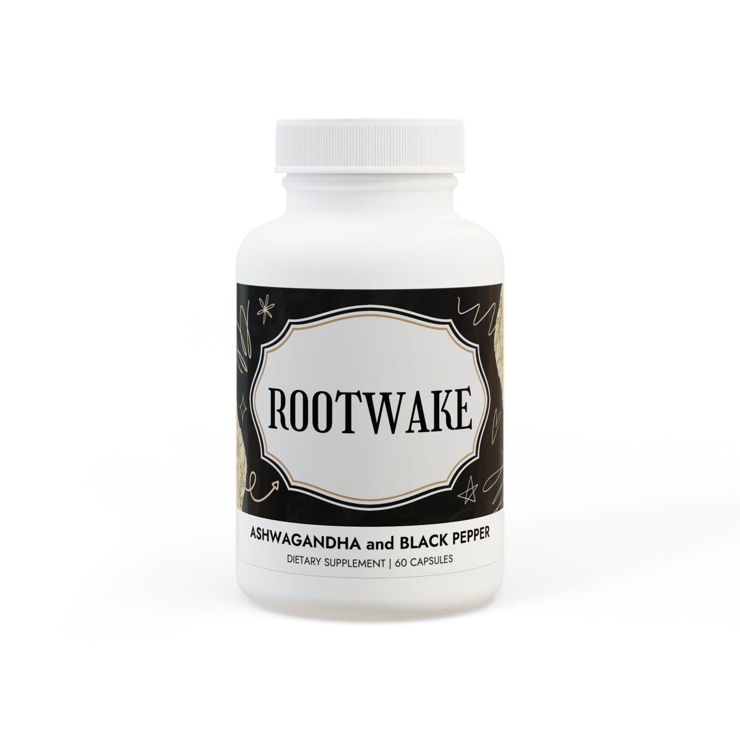 Rootwake - Ashwagandha and Black Pepper Supplement (60 caps)