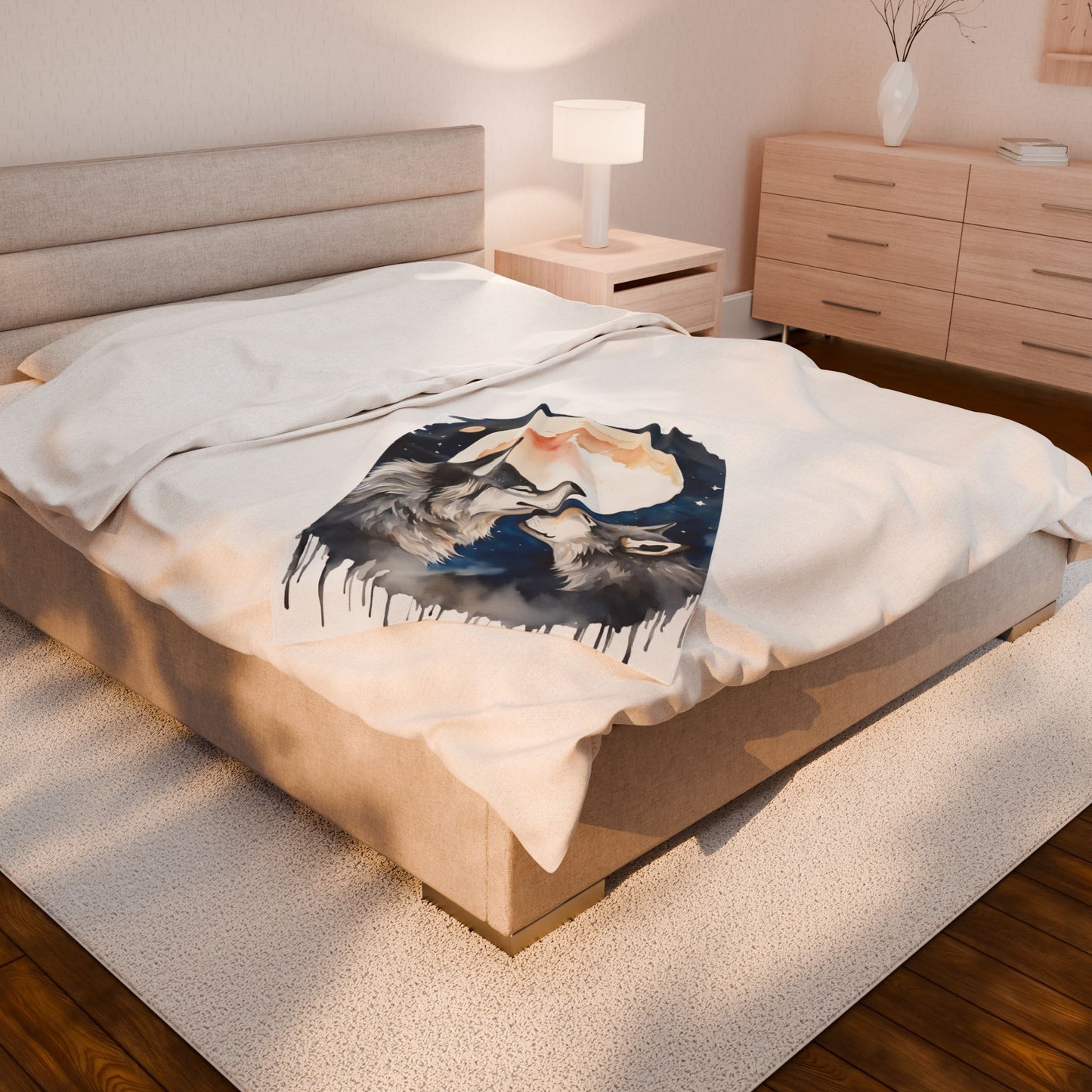 Moonlit Wolves - Plush Blanket