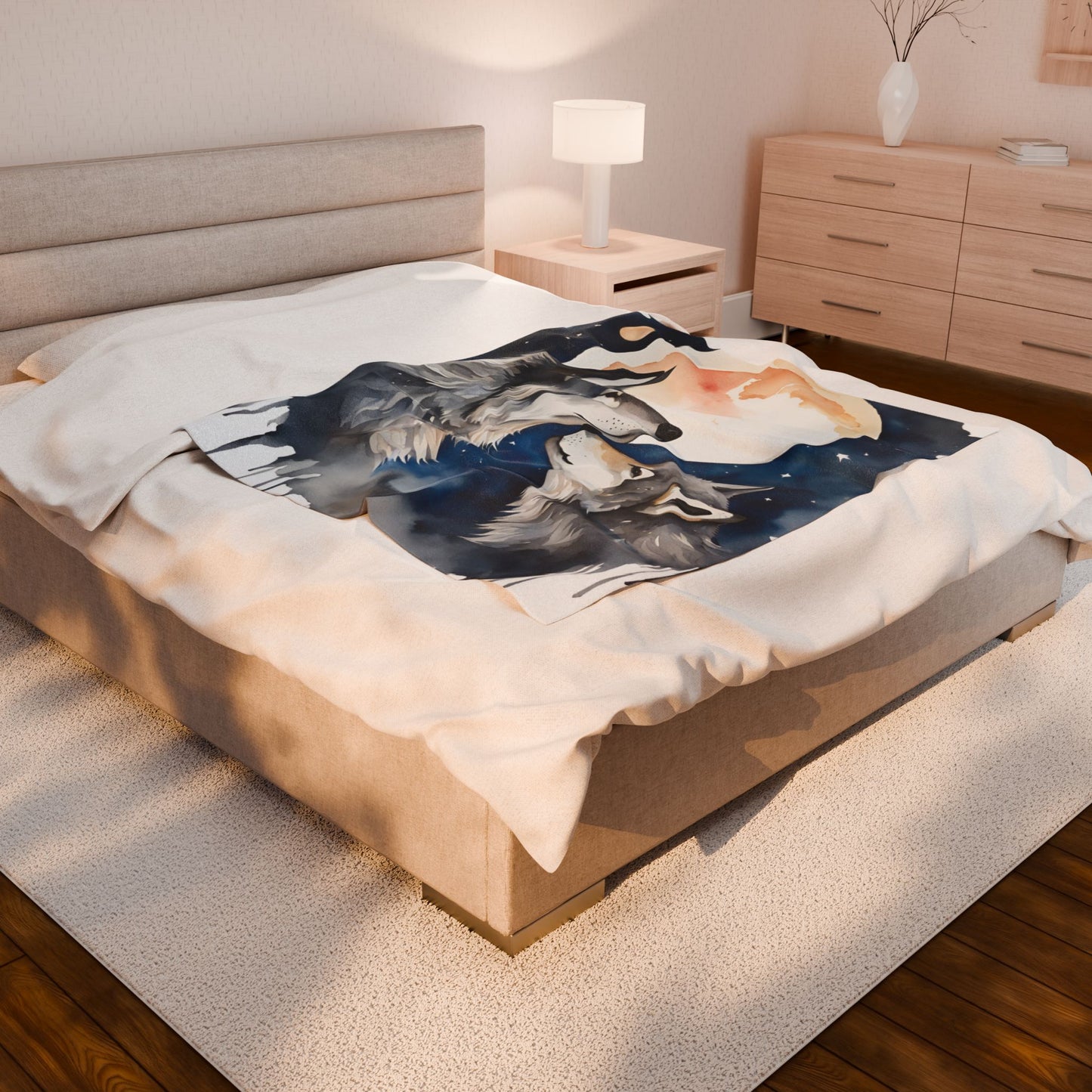 Moonlit Wolves - Plush Blanket