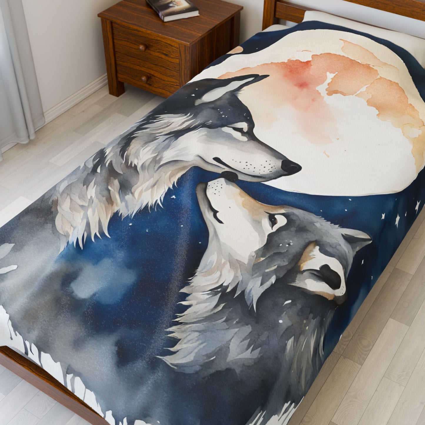 Moonlit Wolves - Plush Blanket