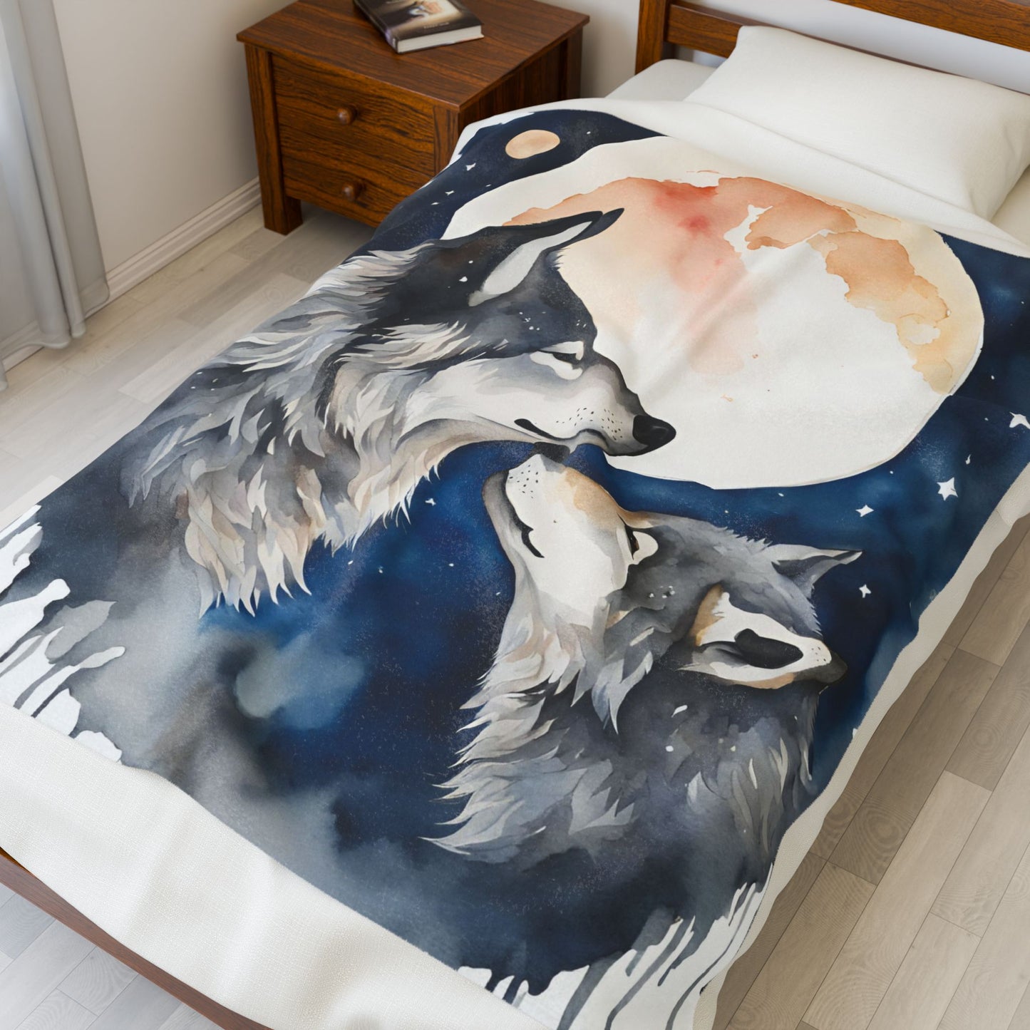 Moonlit Wolves - Plush Blanket