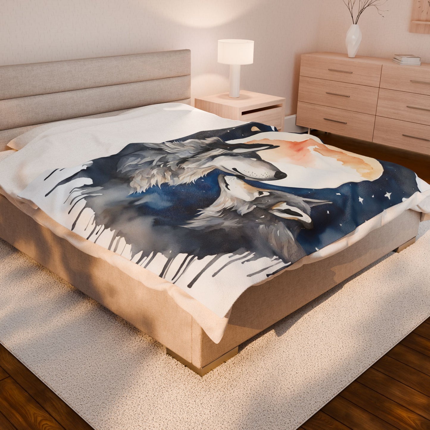 Moonlit Wolves - Plush Blanket