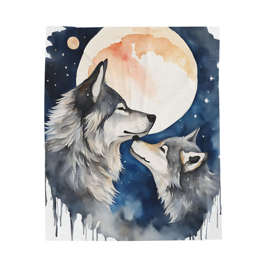 Moonlit Wolves - Plush Blanket